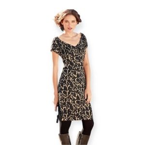 Peruvian Connection short sleeves tan and black mini/knee length dress womens 10